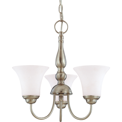 Nuvo Lighting 60/1821  Dupont - 3 light 16" Chandelier with Satin White Glass in Brushed Nickel Finish